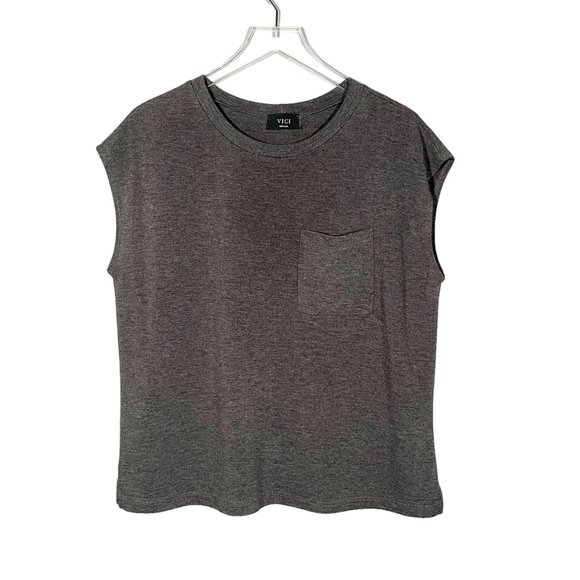Vici | Charcoal Grey Hypnotic Knit Pocket Tee - Picture 1 of 4